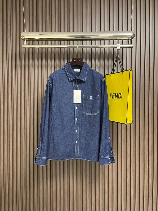 Celine Embroidered Long-Sleeve Denim Shirt, made from 100% high-count cotton usi Celine Embroidered Long-Sleeve Denim Shirt, made from 100% high-count cotton usi