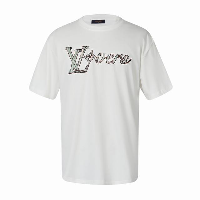 1V 24Fw Sequin Embroidered Short-Sleeve T-Shirt, White, Original Version 12. Pur