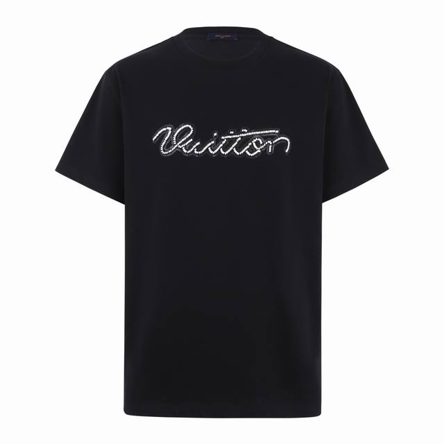1V 26Ss Hand-signed beaded crew neck short-sleeved shirt, original design 10, pu
