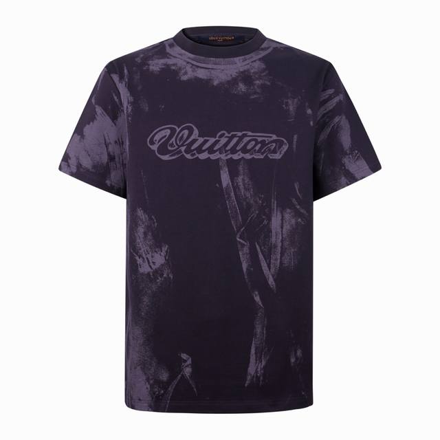 1V 26Ss Overlay Illusion Print Short-Sleeve Shirt in Purple. Developed from the