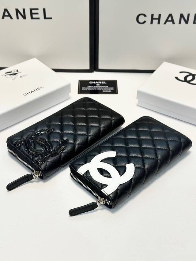 , Black, Size 19X10, Chanel popular lambskin single zip wallet, clas , Black, Size 19X10, Chanel popular lambskin single zip wallet, clas