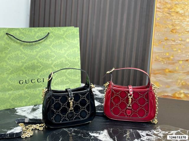 Size 19.12 Gucci rhinestone handbag. This style has a strong retro feel and look