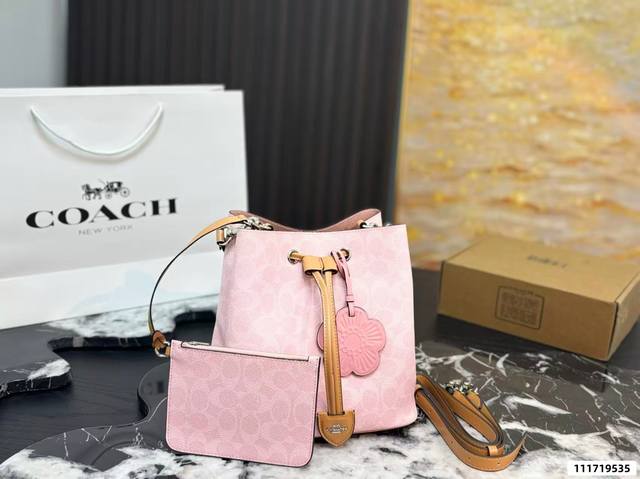 Coach Rowan Cherry Blossom Pink Bucket Bag with Gift Box. This Coach Rowan serie