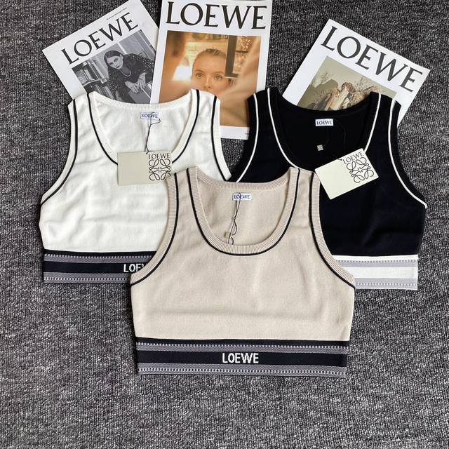 Original women's top with packaging, new Loewe logo jacquard, elastic band, cont