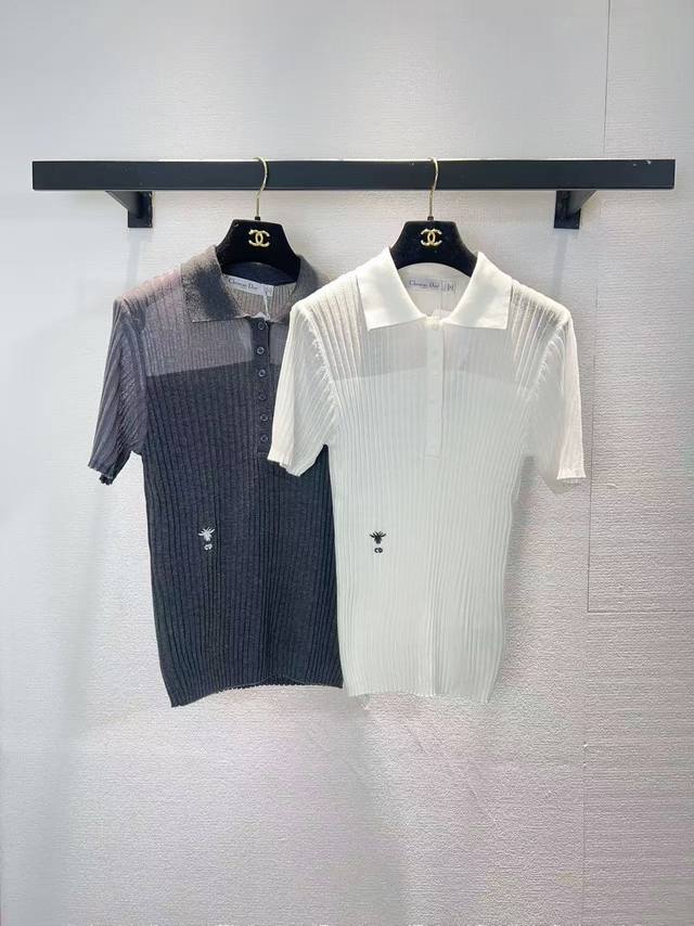 Dior Two-tone Collared Short-Sleeve
