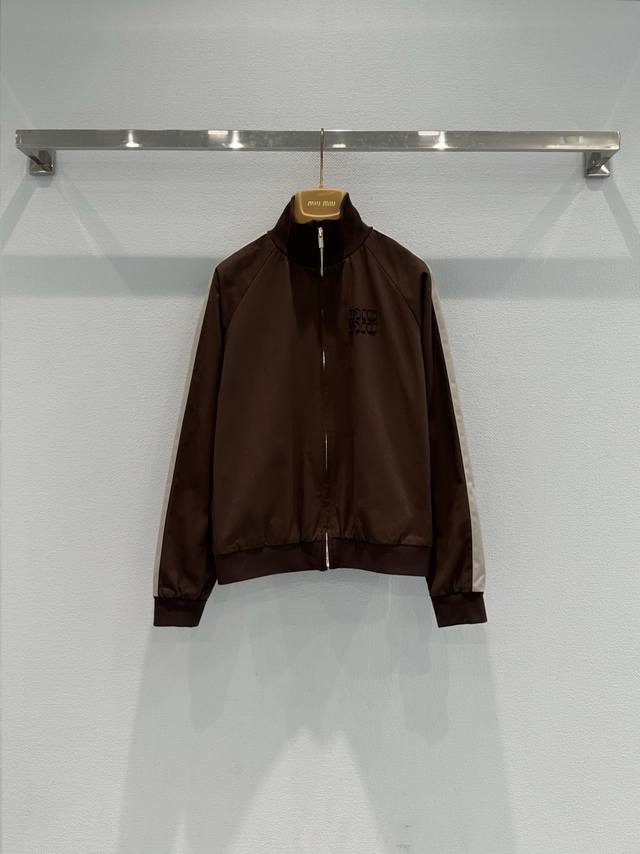 Original quality women's Miu Mi* brown workwear jacket with packaging. The low-s
