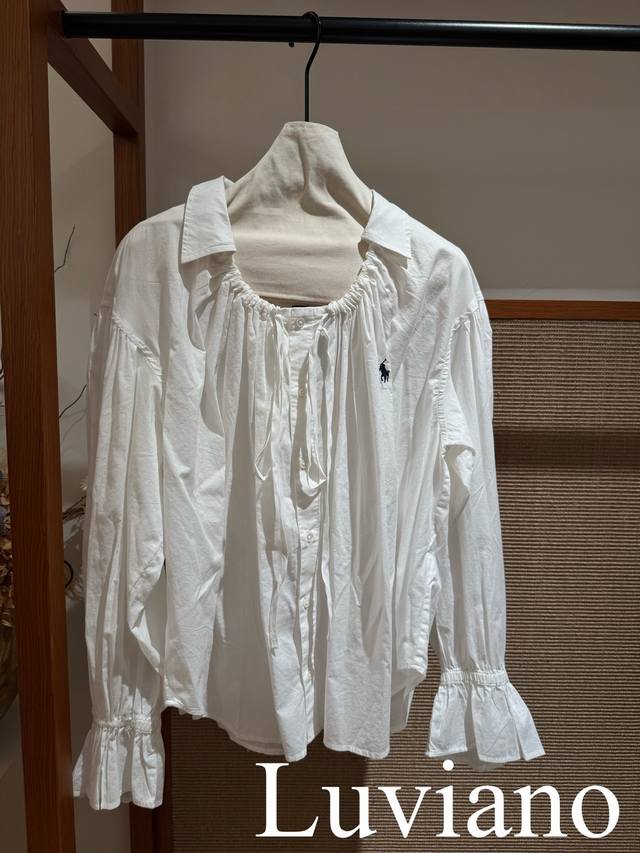 Original quality women's ruffled oversized cotton top with knotted neckline, new
