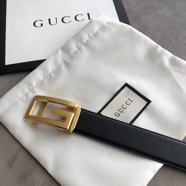 Automatic, holeless Gucci men's belt, 3.5cm, exquisite G-sign automatic buckle,