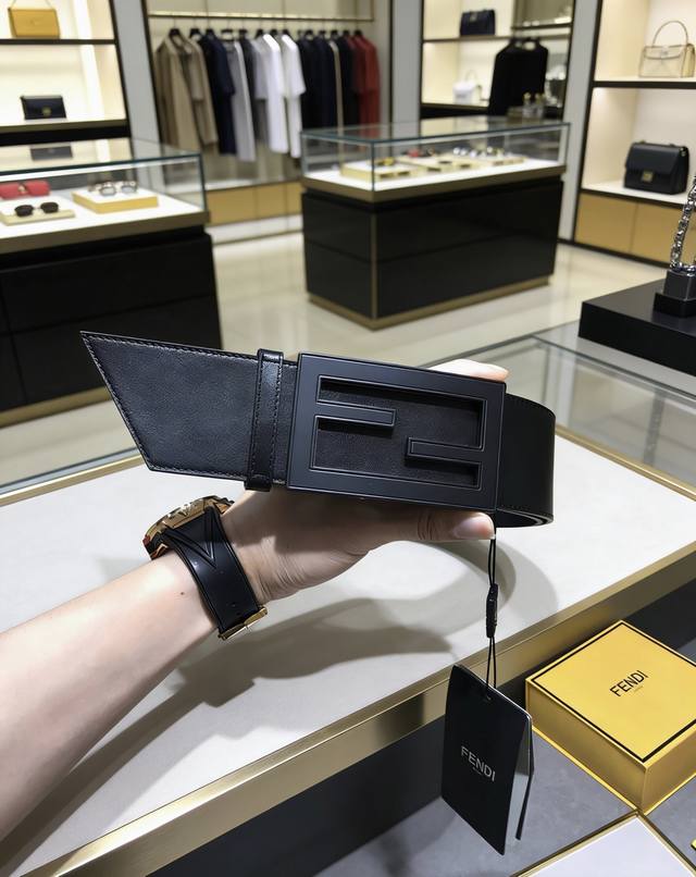 New Fd 60mm wide belt with original double-layer buckle, made of double-sided im