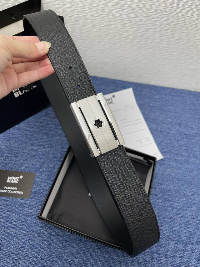 Brand: Montblanc. Description: Double-sided original leather. This buckled belt