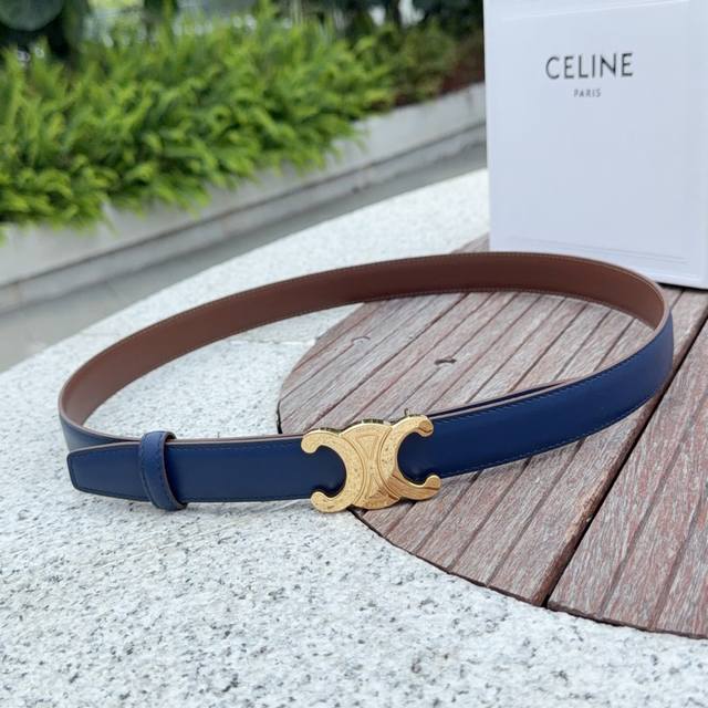 2.5cm Celine belt, double-sided top-grain cowhide, length: 75.80.85.90.95.100.10