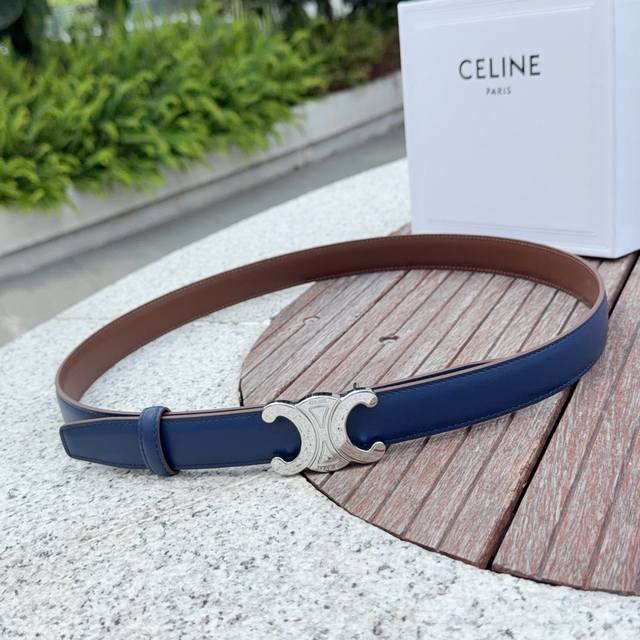 2.5cm Celine belt, double-sided top-grain cowhide, length: 75.80.85.90.95.100.10