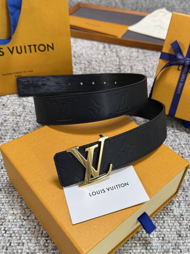 Louis Vuitton Lv腰带 平纹压花水波纹底系列 原厂五金 精致手工绘边 柔软舒适 宽4.0