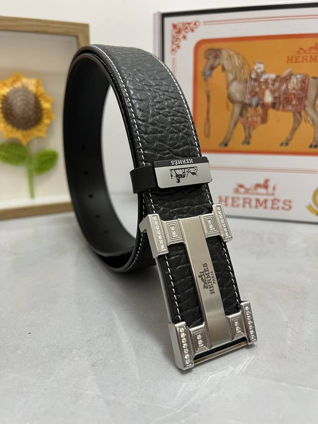品名：爱马仕.Hermès 原单 材质：原单牛皮腰带 百分百头层牛皮腰带保证真皮，24K纯钢扣，专柜原单品质、做工精细，时尚大牌，送人自用首选包装： 请认准如图