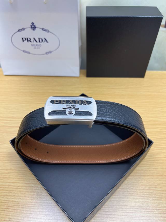 Prada Special Leather Belt Series, original factory hardware, high-quality stain