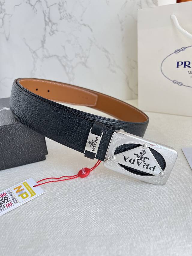 Product Name: Prada Original Single Belt Belt Model: Hook buckle, classic pure s