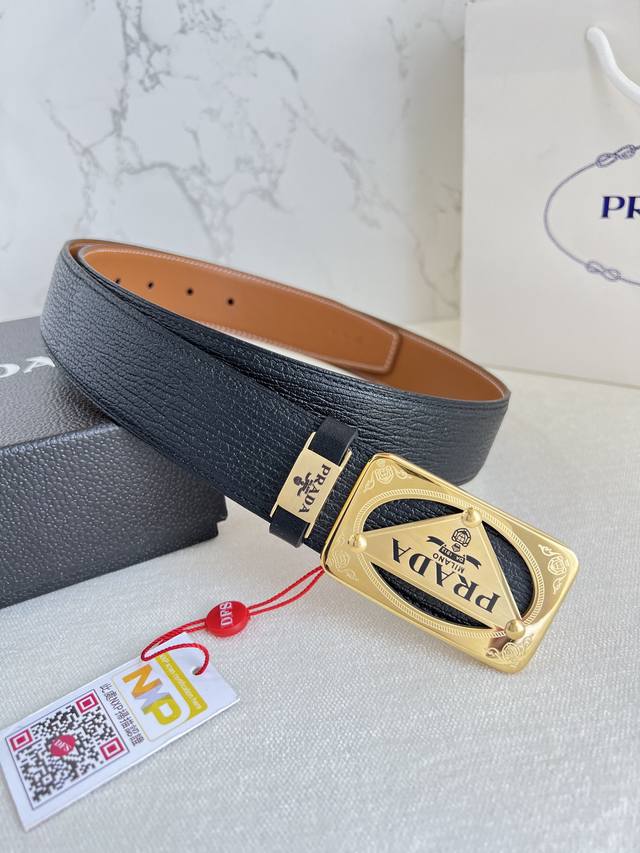 Product Name: Prada Original Single Belt Belt Model: Hook buckle, classic pure s