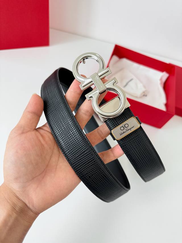 Product Name: Ferragamo Belt - Original Model: Hook buckle, classic buckle made