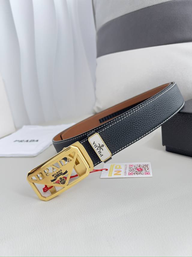 Product Name: Prada Belt, Automatic Belt Model: Automatic, Classic Pure Steel Au