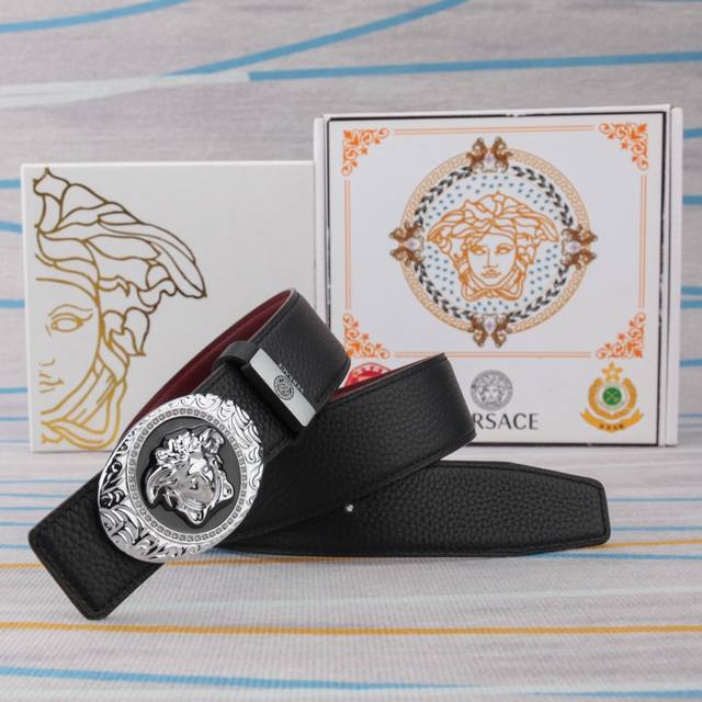 Belt: Versace Original Cowhide Men's Belt: 100% top-grain cowhide leather, guara