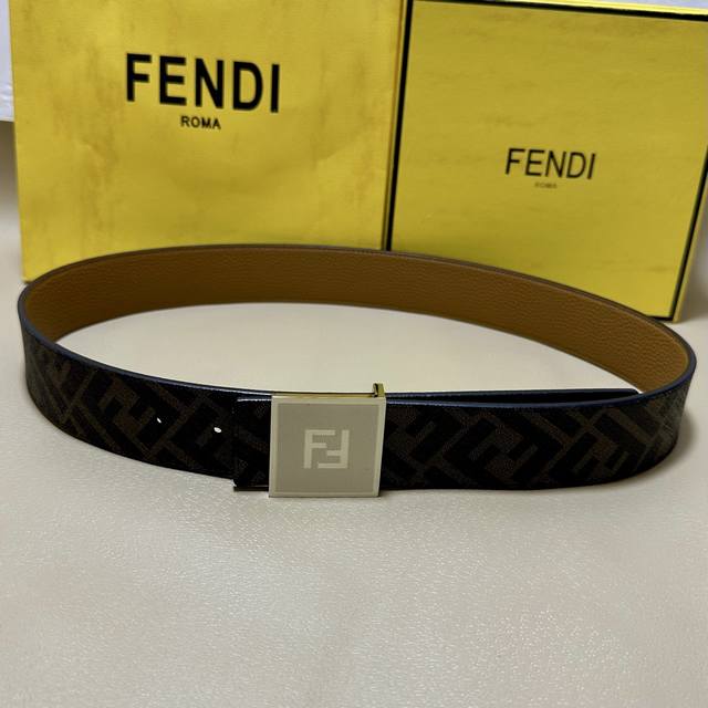 (Image packaging + 10) Fendi boutique style, 4.0cm wide, double-ring reversible