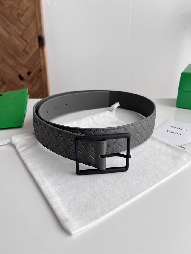 Bv 2026 New Wide Men's Belt, Handmade Intrecciato Piccolo Woven Italian Calfskin