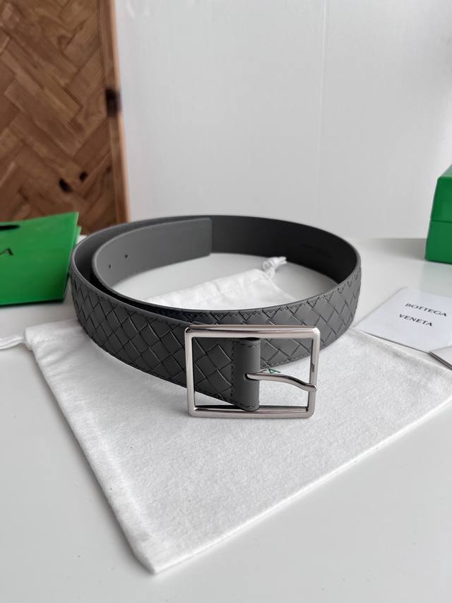 Bv 2026 New Wide Men's Belt, Handmade Intrecciato Piccolo Woven Italian Calfskin