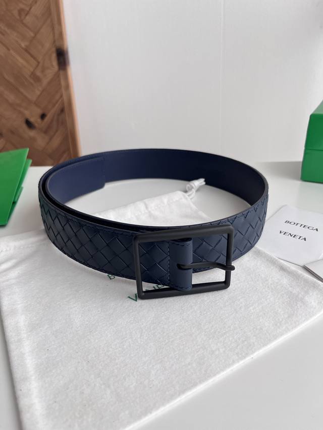 Bv 2026 New Wide Men's Belt, Handmade Intrecciato Piccolo Woven Italian Calfskin