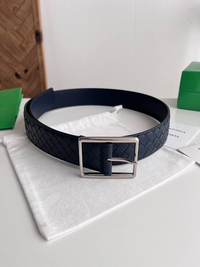 Bv 2026 New Wide Men's Belt, Handmade Intrecciato Piccolo Woven Italian Calfskin