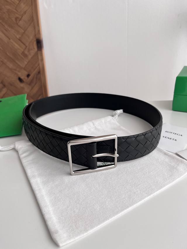 Bv 2026 New Wide Men's Belt, Handmade Intrecciato Piccolo Woven Italian Calfskin