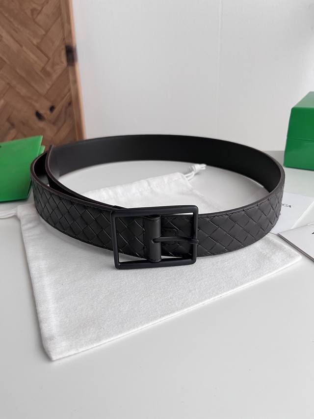 Bv 2026 New Wide Men's Belt, Handmade Intrecciato Piccolo Woven Italian Calfskin