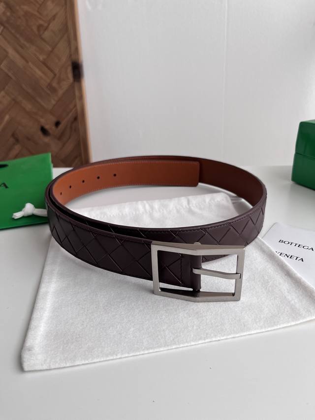 Bv 2026 Newest Men's Braided Belt, Handmade Intreccio Large Check Braid, Italian