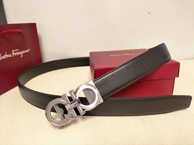 品牌：菲拉格慕男士自动腰带- 宽度35Mm 316精品钢扣 永不掉色 精工打造 手感柔软 可以裁剪