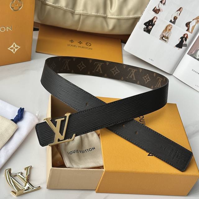 Original packaging, latest version from L-brand boutique, 40mm wide leather belt