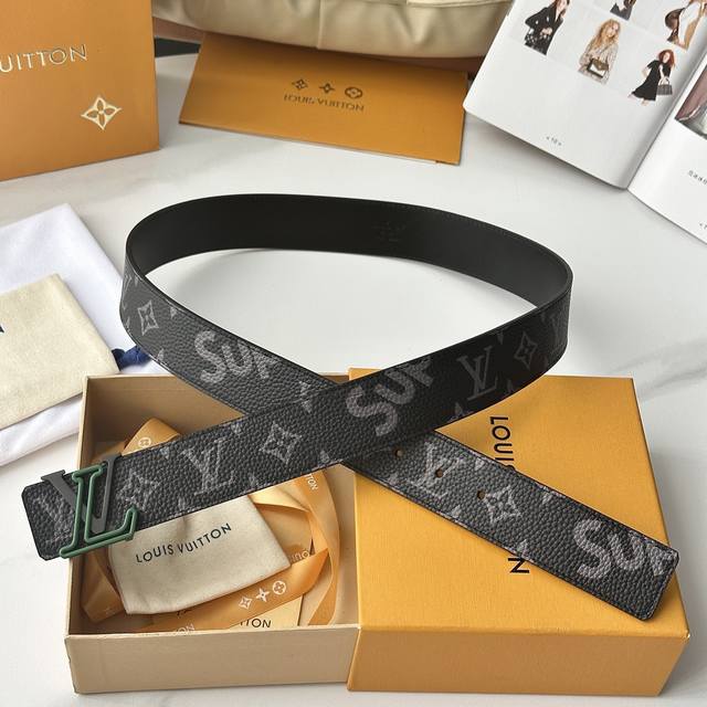 Original packaging, new men's belt from Lvjia, 40mm wide, classic lychee-pattern