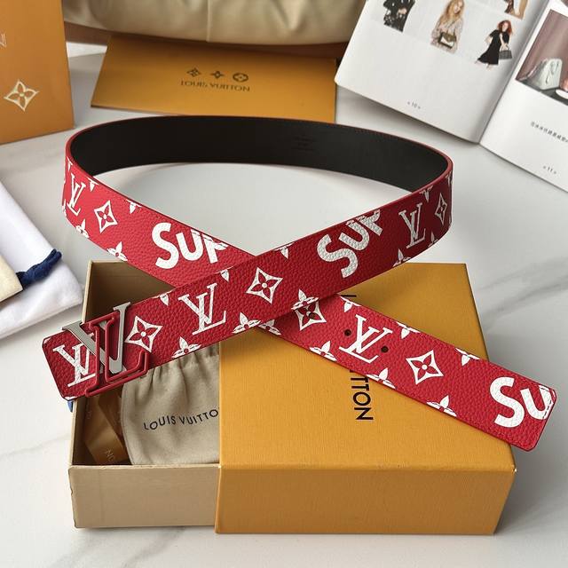 Original packaging, new men's belt from Lvjia, 40mm wide, classic lychee-pattern
