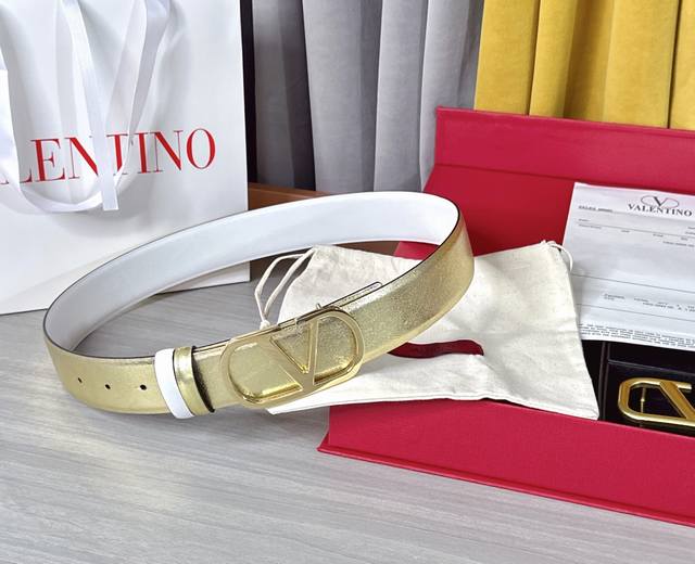 4.0cm Valentino belt, double-sided top-grain cowhide, length: 75.80.85.90.95.100