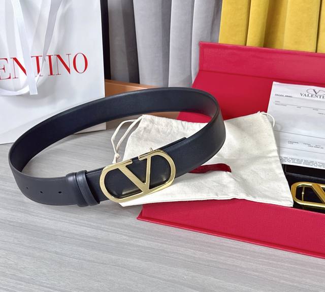 4.0cm Valentino belt, double-sided top-grain cowhide, length: 75.80.85.90.95.100
