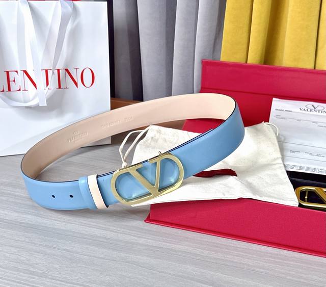 4.0cm Valentino belt, double-sided top-grain cowhide, length: 75.80.85.90.95.100