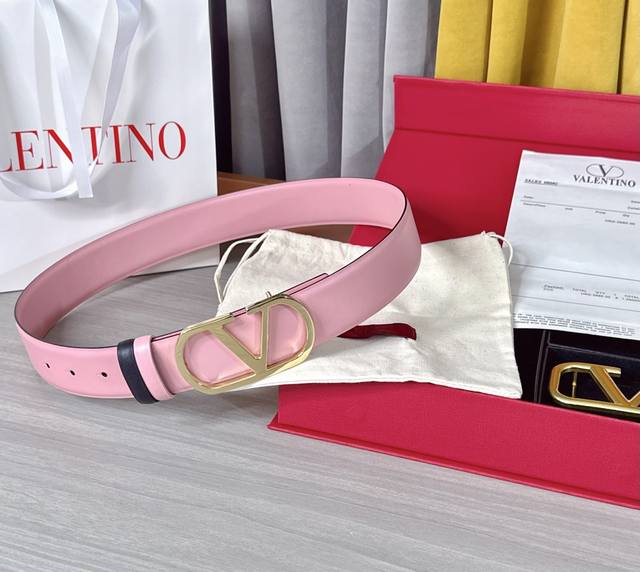 4.0cm Valentino belt, double-sided top-grain cowhide, length: 75.80.85.90.95.100