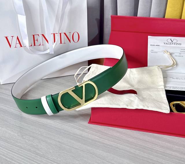 4.0cm Valentino belt, double-sided top-grain cowhide, length: 75.80.85.90.95.100