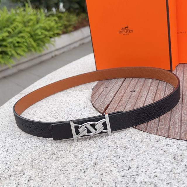 2.5cm Hermes belt, double-sided top-grain cowhide, length: 75.80.85.90.95.105. E