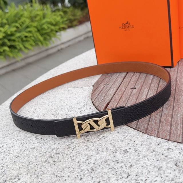 2.5cm Hermes belt, double-sided top-grain cowhide, length: 75.80.85.90.95.105. E