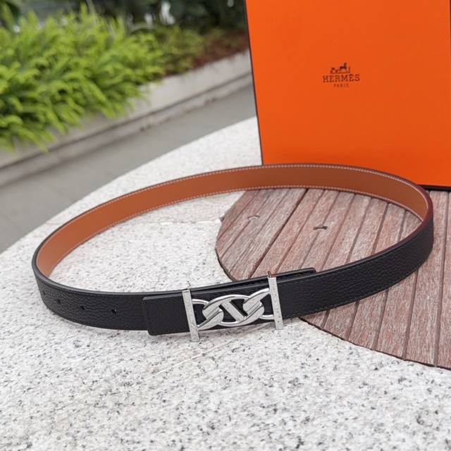 2.5cm Hermes belt, double-sided top-grain cowhide, length: 75.80.85.90.95.105. E