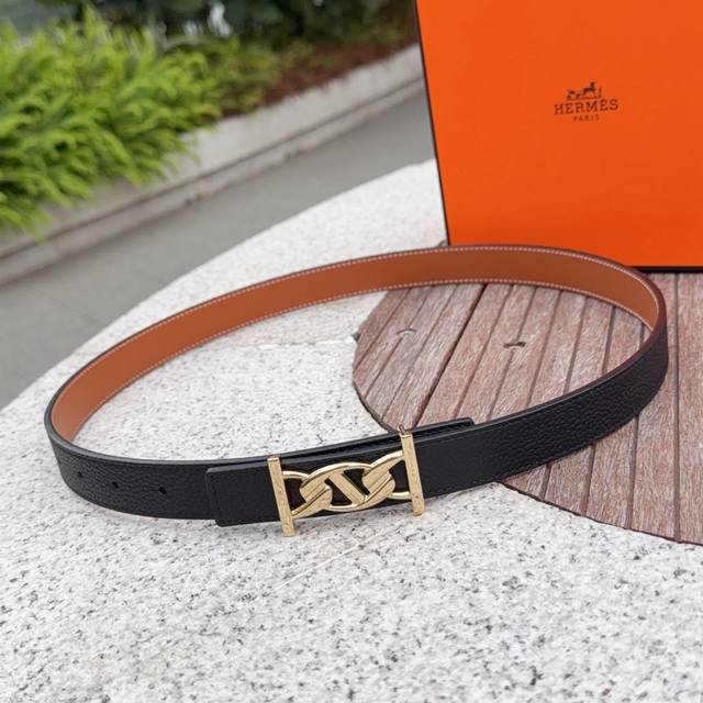 2.5cm Hermes belt, double-sided top-grain cowhide, length: 75.80.85.90.95.105. E