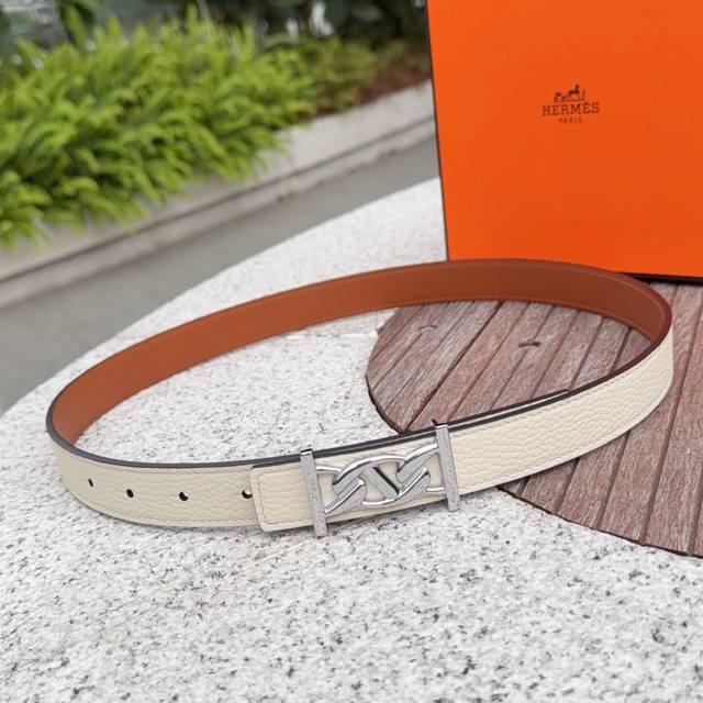 2.5cm Hermes belt, double-sided top-grain cowhide, length: 75.80.85.90.95.105. E