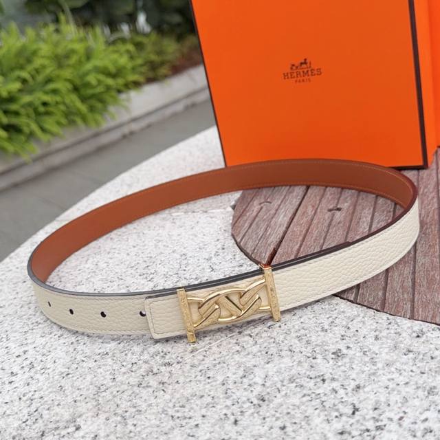 2.5cm Hermes belt, double-sided top-grain cowhide, length: 75.80.85.90.95.105. E