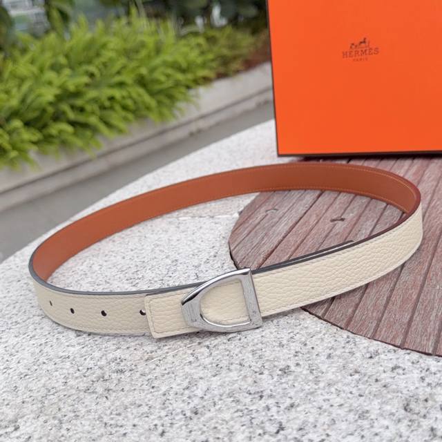 2.5cm Hermes belt, double-sided top-grain cowhide, length: 75.80.85.90.95.105. E