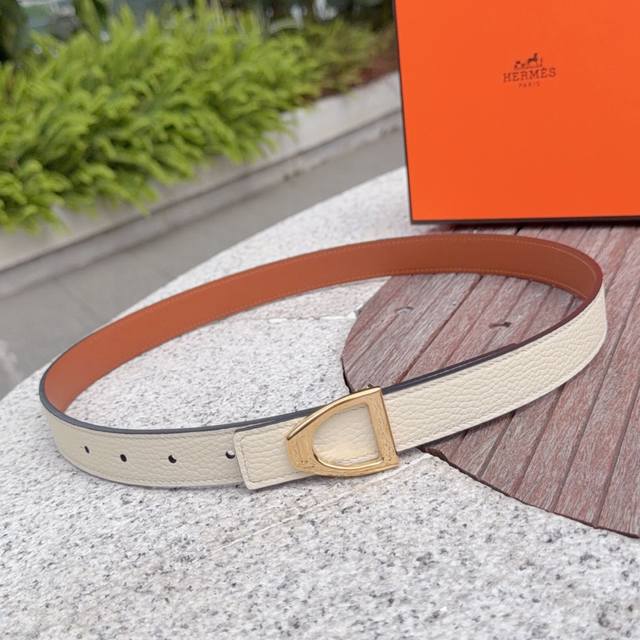 2.5cm Hermes belt, double-sided top-grain cowhide, length: 75.80.85.90.95.105. E