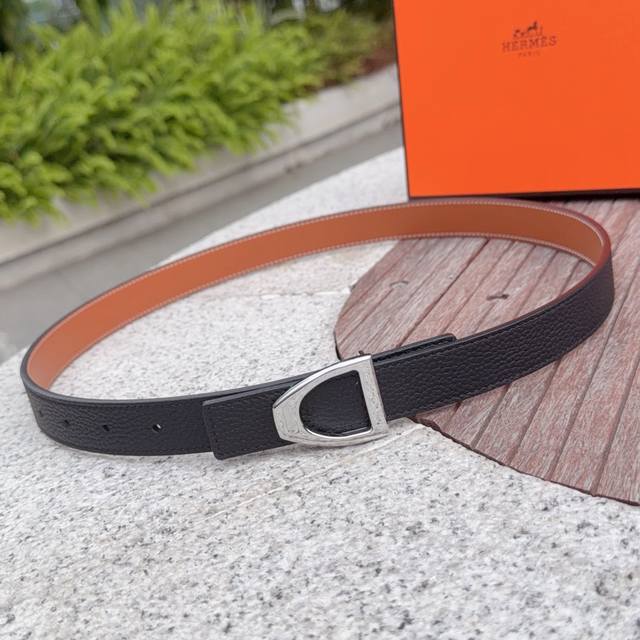 2.5cm Hermes belt, double-sided top-grain cowhide, length: 75.80.85.90.95.105. E